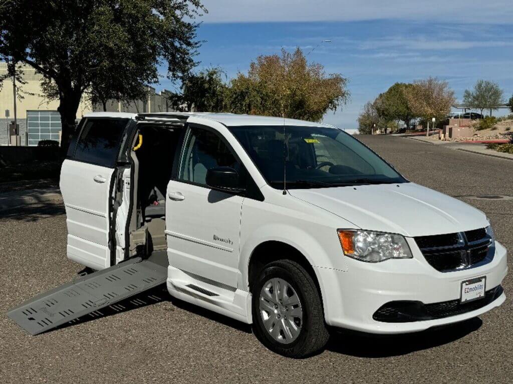 White Dodge Grand Caravan with BraunAbility Side Entry Manual Fold Out conversion