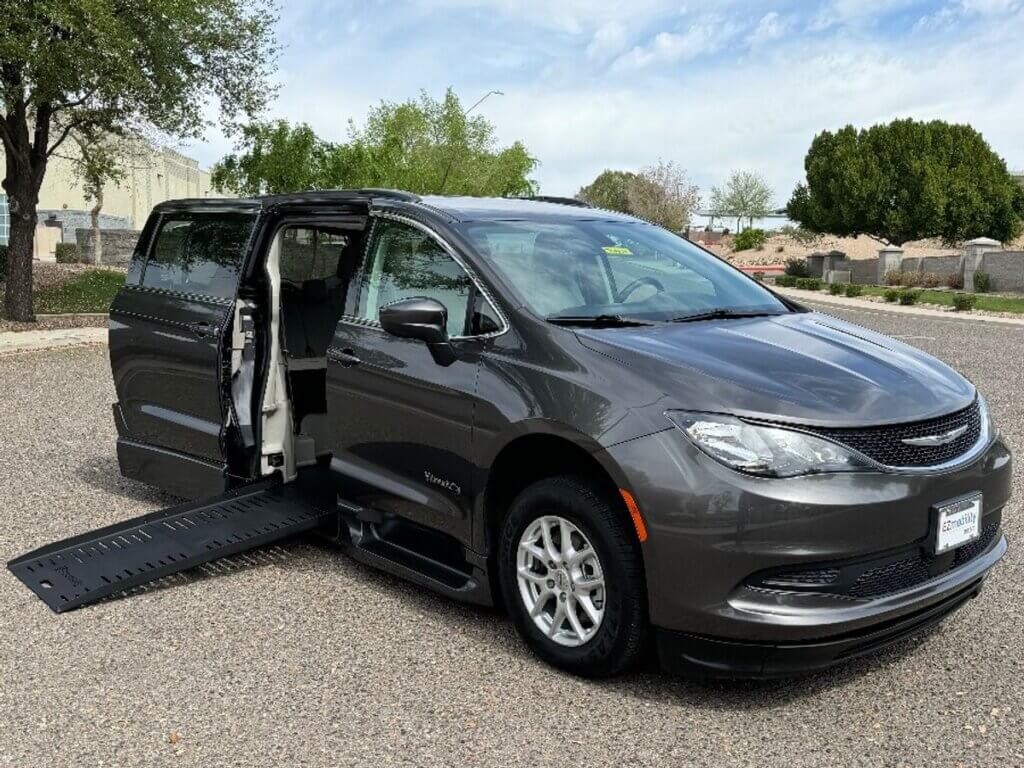 Grey Chrysler Voyager with BraunAbility Side Entry Automatic Fold Out conversion
