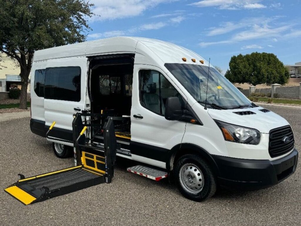 White Ford Transit with BraunAbility Side Entry Automatic Fold Out conversion