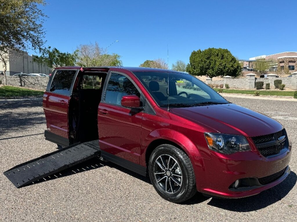 Red Dodge Grand Caravan with Vantage Mobility Side Entry Automatic Fold Out conversion