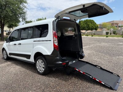 White Ford Transit Connect with Driverge Rear Entry Manual Fold Out conversion