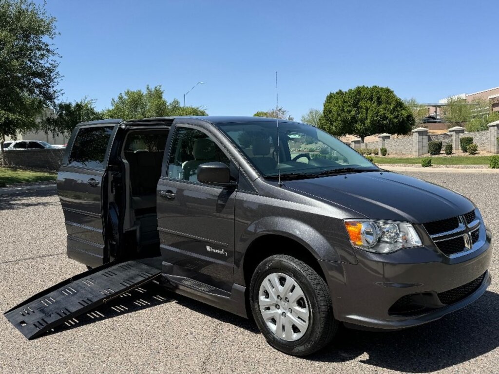 Grey Dodge Grand Caravan with BraunAbility Side Entry Manual Fold Out conversion
