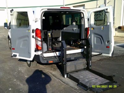 White Ford Transit with Other Rear Entry Automatic Fold Out conversion