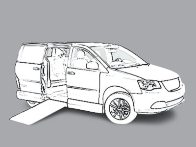 White Dodge Grand Caravan with Vantage Mobility Side Entry Manual In Floor conversion