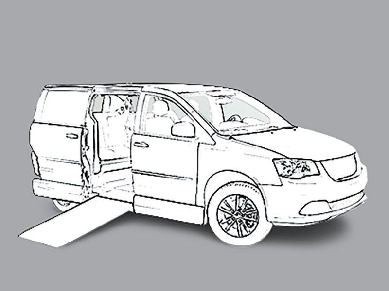 White Dodge Grand Caravan with Vantage Mobility Side Entry Manual In Floor conversion