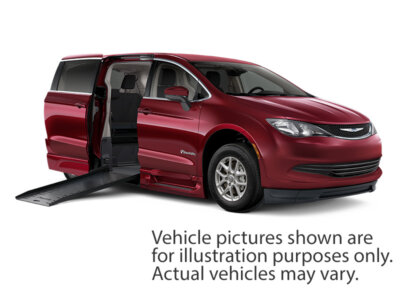 Silver Chrysler Voyager with BraunAbility Side Entry Automatic Fold Out conversion