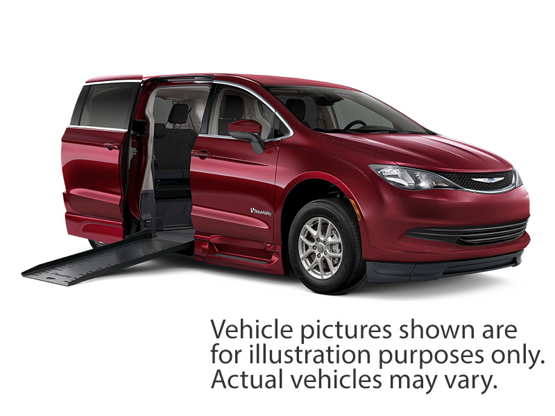Silver Chrysler Voyager with BraunAbility Side Entry Automatic Fold Out conversion