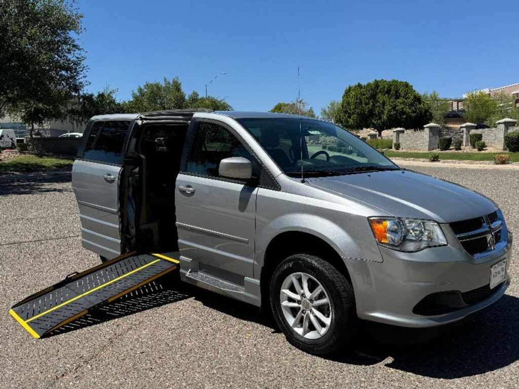 Silver Dodge Grand Caravan with Eldorado Side Entry Manual Fold Out conversion
