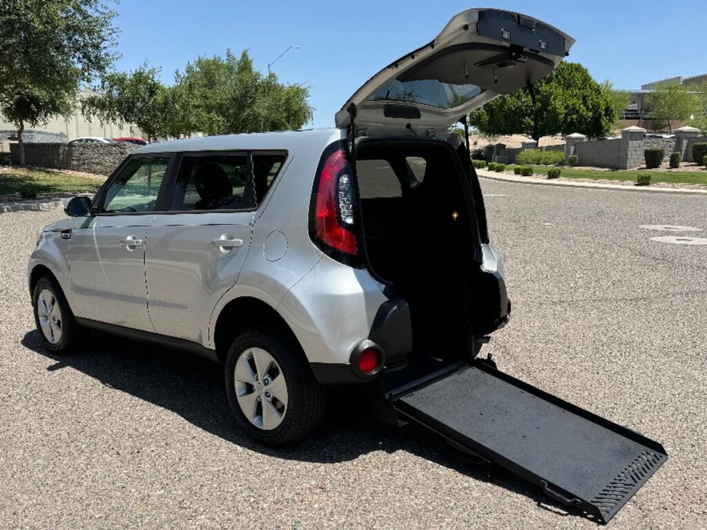 Silver Kia Soul with Freedom Motors Rear Entry Manual Fold Out conversion