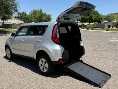 Silver Kia Soul with Freedom Motors Rear Entry Manual Fold Out conversion
