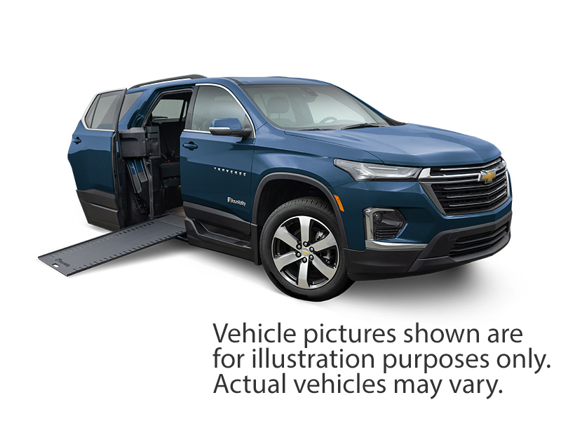 Black Chevrolet Traverse with BraunAbility Side Entry Automatic In Floor conversion