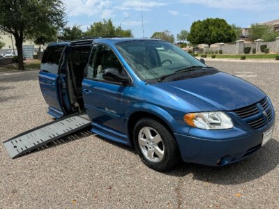 Blue Dodge Grand Caravan with BraunAbility Side Entry Automatic Fold Out conversion