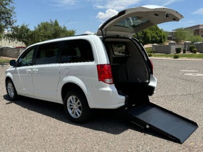 White Dodge Grand Caravan with ATS Rear Entry Manual Fold Out conversion