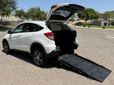 Platinum White Pearl Honda HR-V with Freedom Motors Rear Entry Manual Fold Out conversion