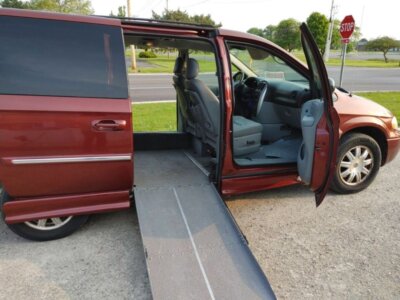Red Chrysler Town and Country with Other Side Entry Automatic Fold Out conversion