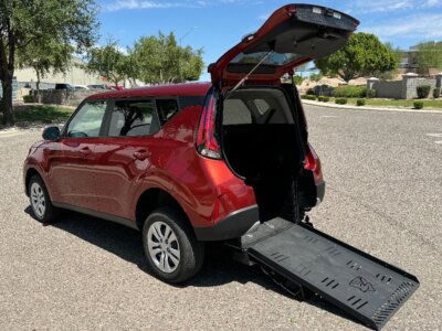 Mars Orange Kia Soul with Freedom Motors Rear Entry Automatic Fold Out conversion
