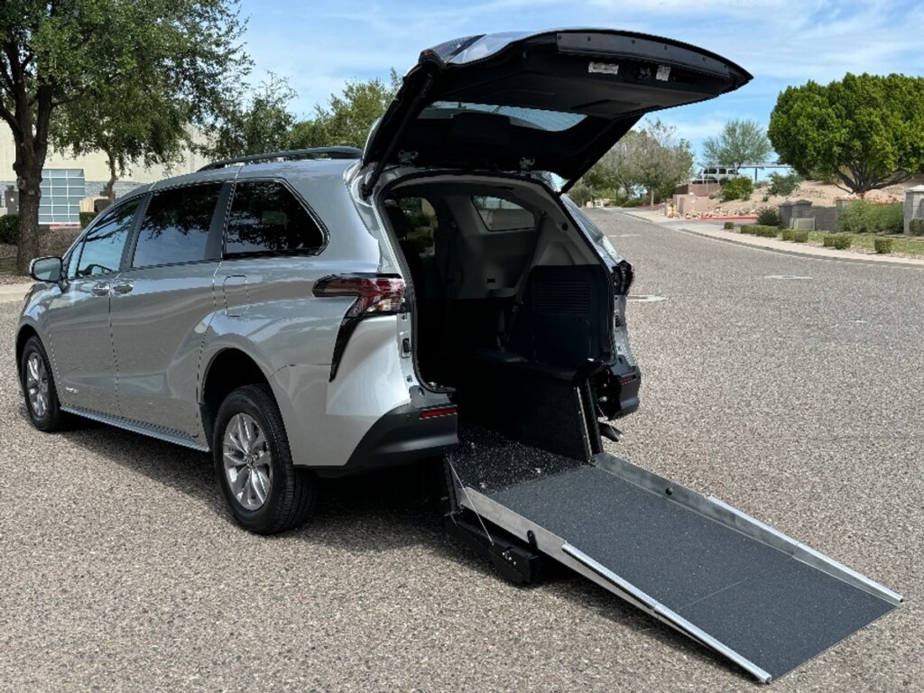 Silver Toyota Sienna with Driverge Rear Entry Manual Fold Out conversion
