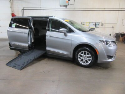 Silver Chrysler Pacifica with BraunAbility Side Entry Manual Fold Out conversion