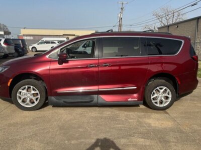 Red Chrysler Pacifica with Vantage Mobility Side Entry Automatic In Floor conversion