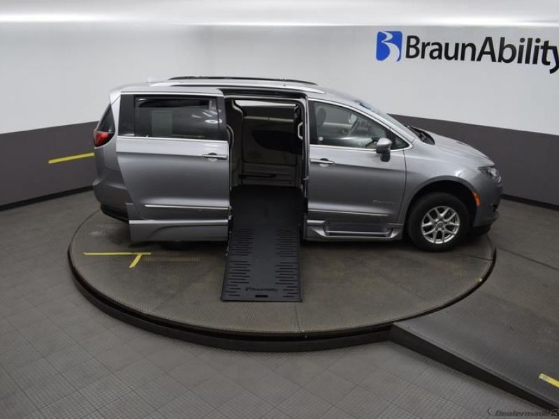 Silver Chrysler Pacifica with BraunAbility Side Entry Automatic Fold Out conversion