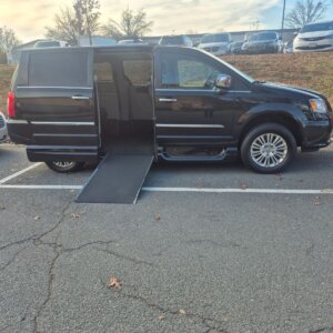 Black Chrysler Town and Country with Vantage Mobility Side Entry Automatic In Floor conversion