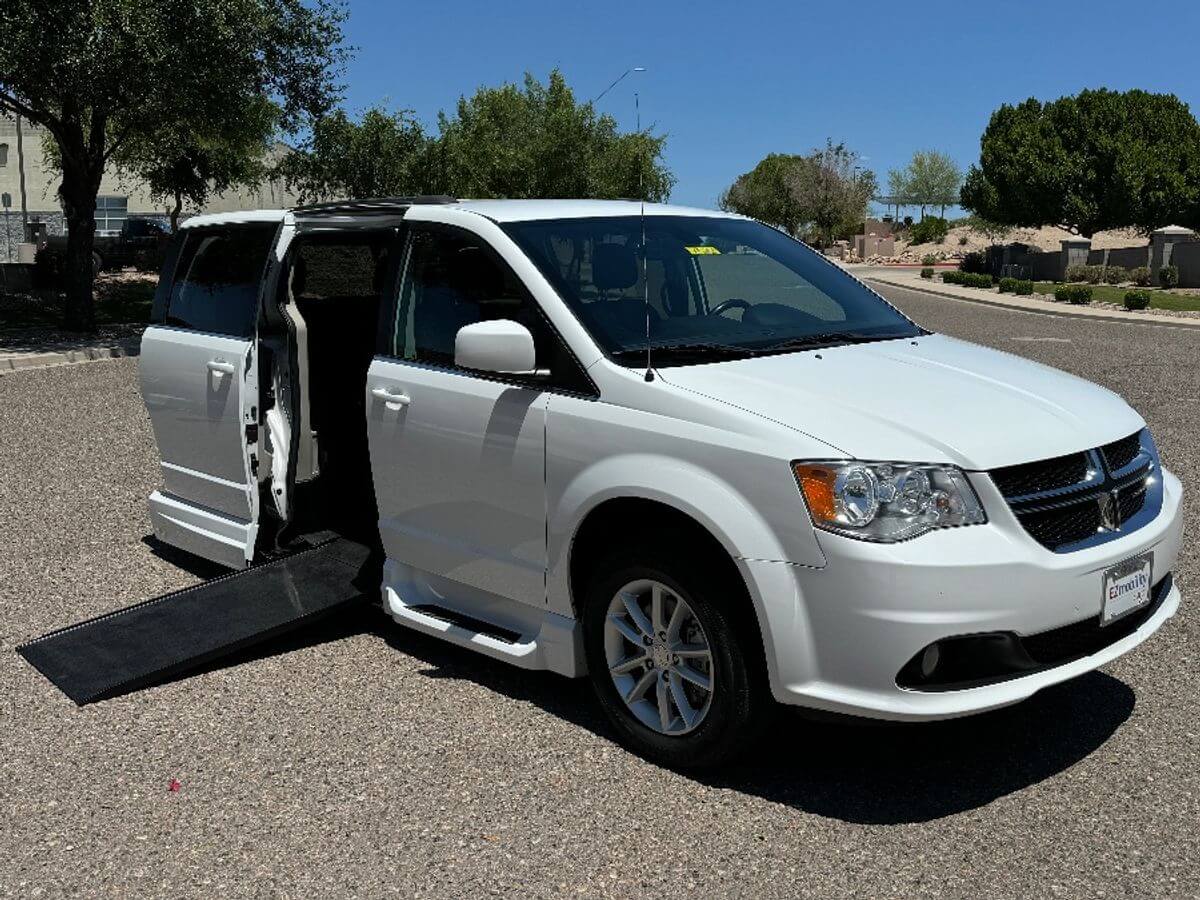 White Dodge Grand Caravan with Vantage Mobility Side Entry Automatic In Floor conversion