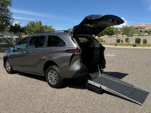 Grey Toyota Sienna with Driverge Rear Entry Manual Fold Out conversion
