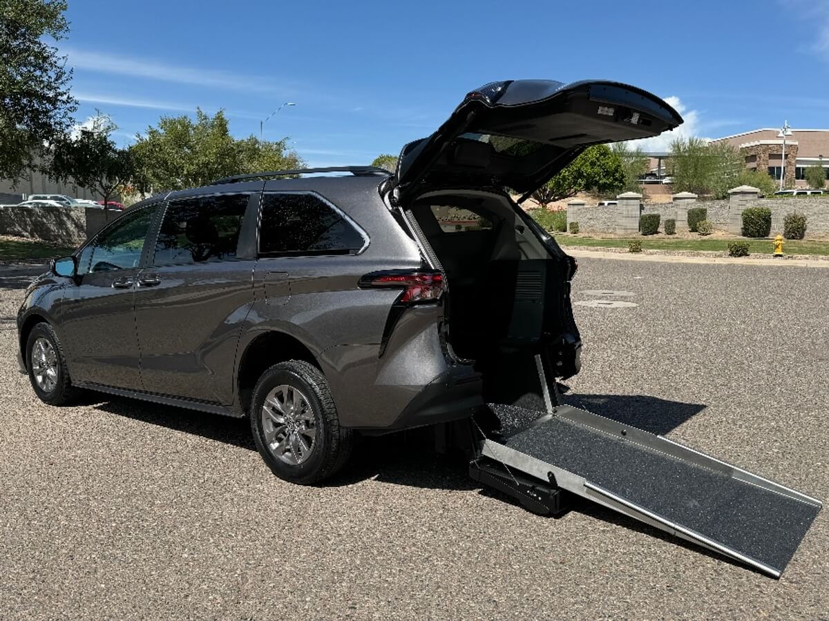 Grey Toyota Sienna with Driverge Rear Entry Manual Fold Out conversion