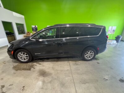 Black Chrysler Pacifica with Driverge Rear Entry Manual Fold Out conversion