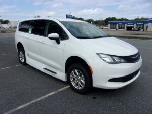 White Chrysler Voyager with Vantage Mobility Side Entry Automatic In Floor conversion