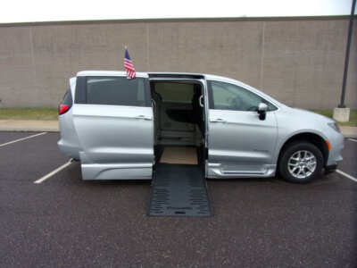 Silver Chrysler Voyager with BraunAbility Side Entry Automatic Fold Out conversion
