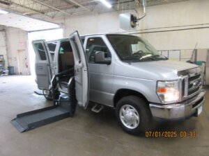 Silver Ford Econoline with Other Side Entry Automatic Fold Out conversion
