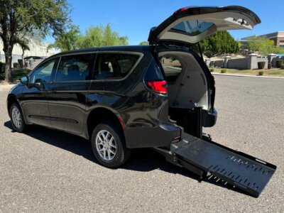 Black Chrysler Pacifica with FR Conversions Rear Entry Manual Fold Out conversion