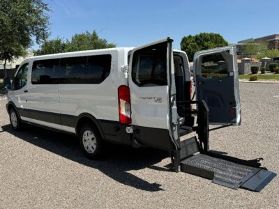 White Ford T350 with Other Rear Entry Automatic Fold Out conversion