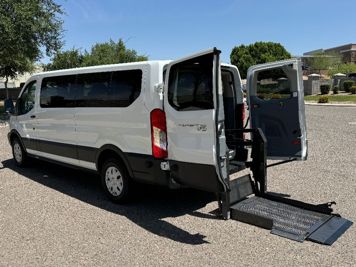 White Ford T350 with Other Rear Entry Automatic Fold Out conversion