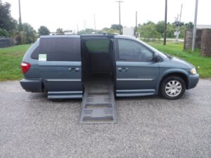 Blue Chrysler Town and Country with BraunAbility Side Entry Automatic Fold Out conversion