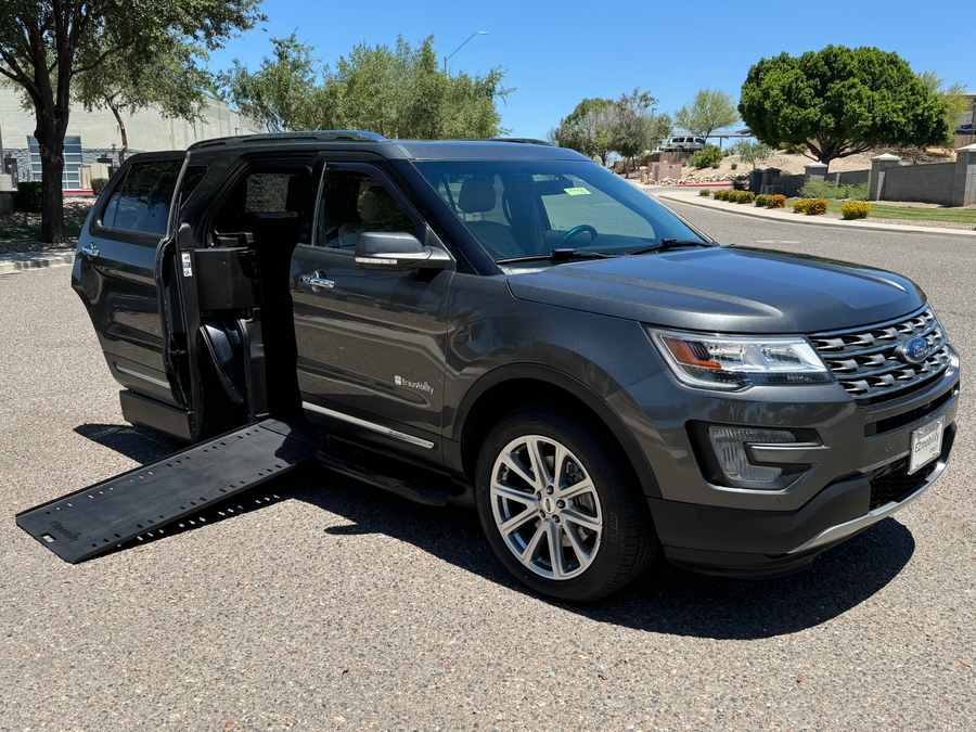 Grey Ford Explorer with BraunAbility Side Entry Automatic In Floor conversion