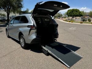 Silver Toyota Sienna with Driverge Rear Entry Manual Fold Out conversion