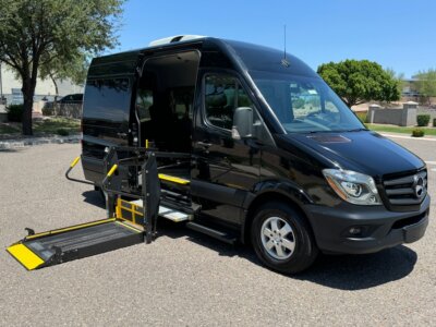Black Mercedes-Benz Sprinter with Other Side Entry Automatic Fold Out conversion