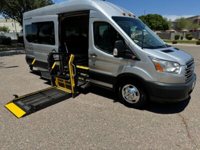 Silver Ford Transit with Other Side Entry Automatic Fold Out conversion