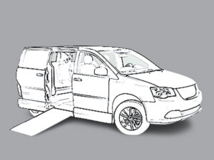 White Chrysler Voyager with Vantage Mobility Side Entry Manual In Floor conversion