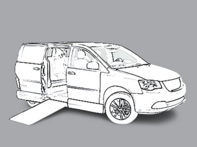 White Chrysler Voyager with Vantage Mobility Side Entry Manual In Floor conversion