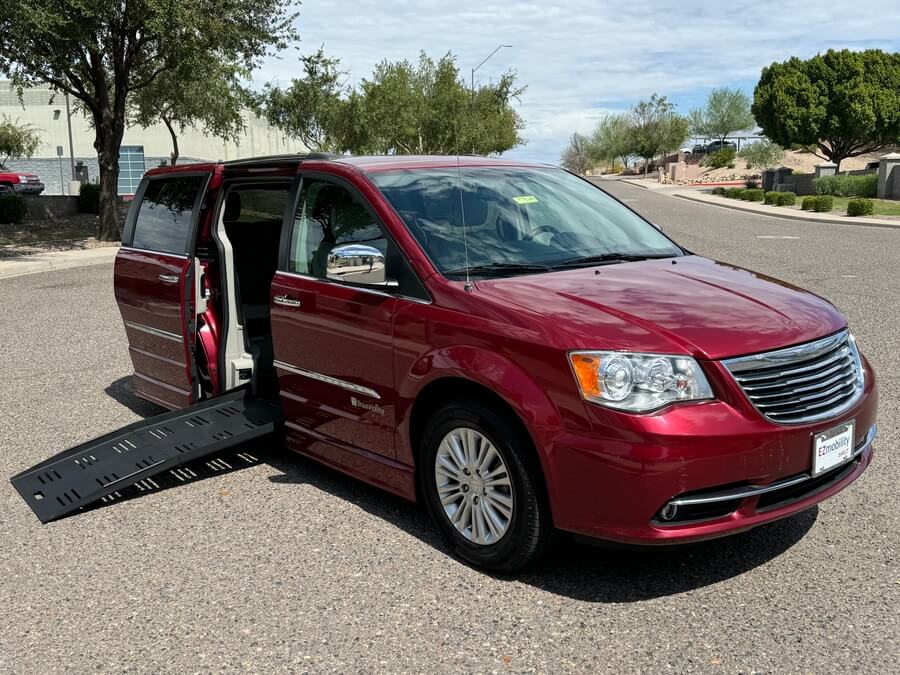 Red Chrysler Town and Country with BraunAbility Side Entry Automatic Fold Out conversion