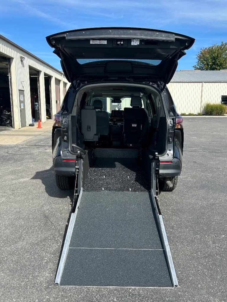 Black Toyota Sienna with Driverge Rear Entry Manual Fold Out conversion