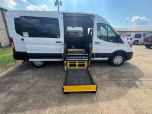 White Ford T350 with Driverge Side Entry Automatic Fold Out conversion